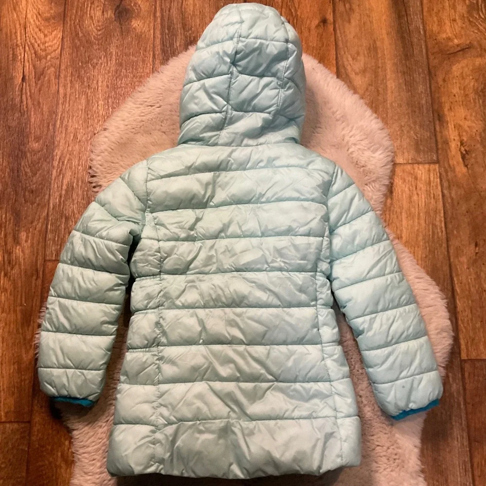 Nike Puffer Coat Size XS 4 Girls With‎ Hood Insulated Winter Teal Blue Kids